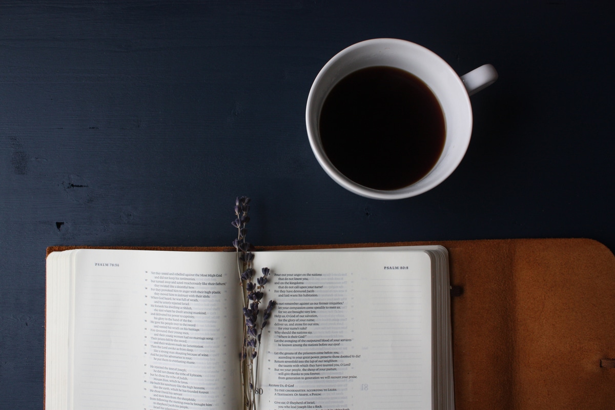 bible open with coffee ~ Christine Malkemes